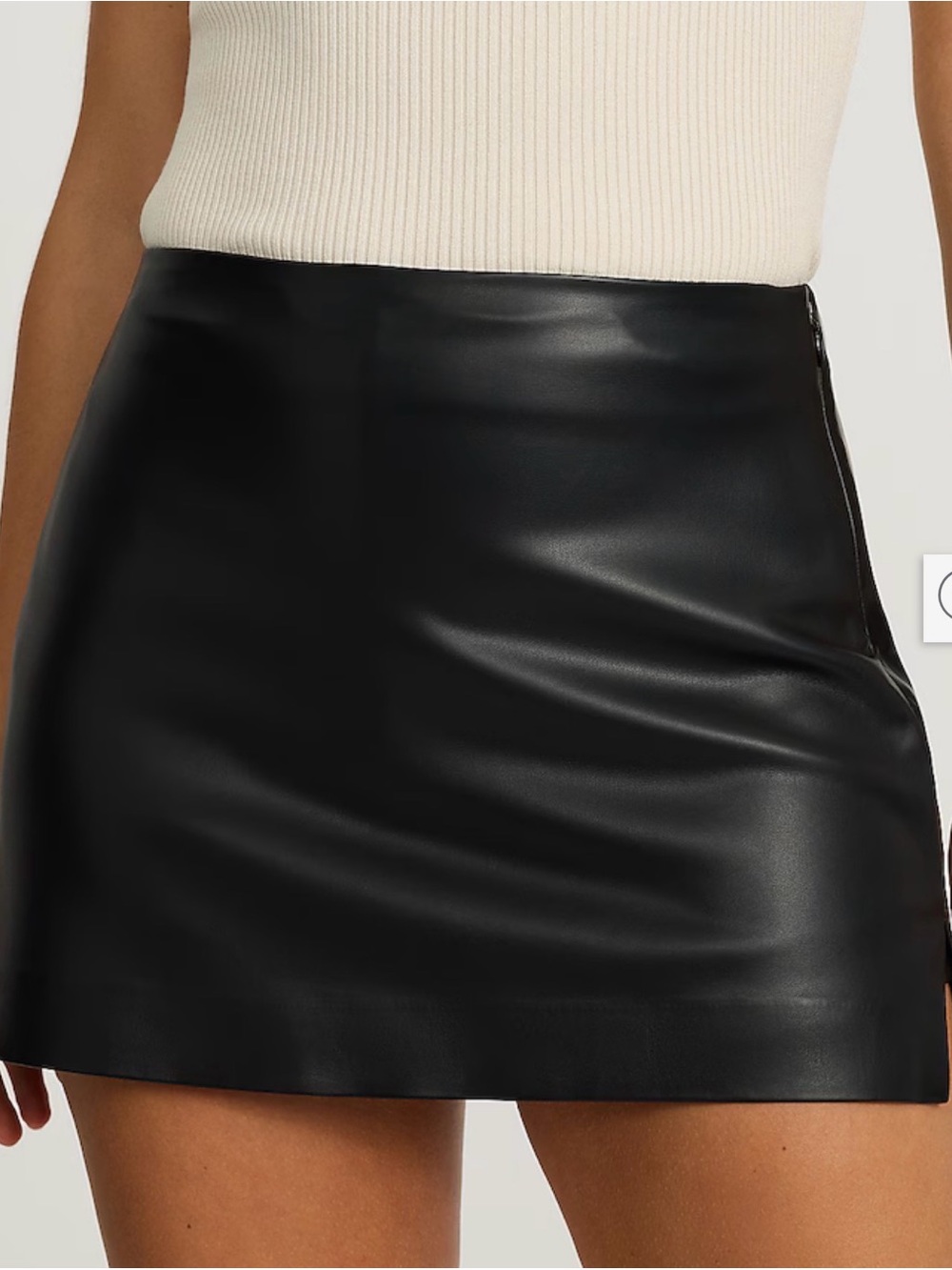 Express High Waisted Black Faux Leather Mini Skort with Zip Detail - Size 0